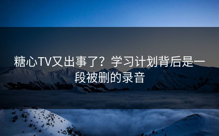 糖心TV又出事了？学习计划背后是一段被删的录音