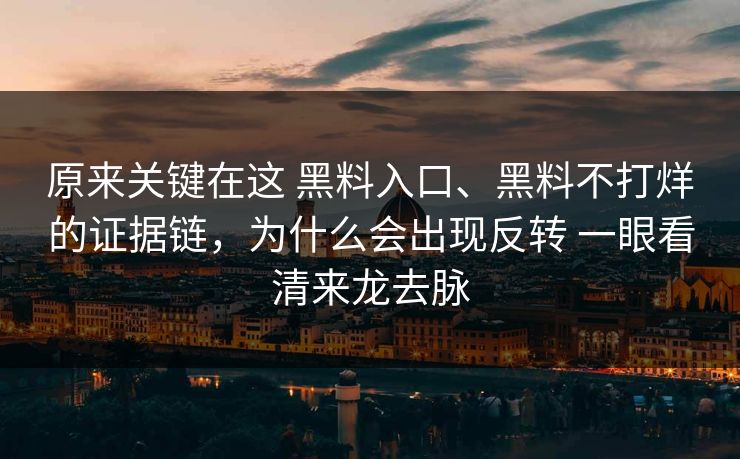 原来关键在这 黑料入口、黑料不打烊的证据链，为什么会出现反转 一眼看清来龙去脉