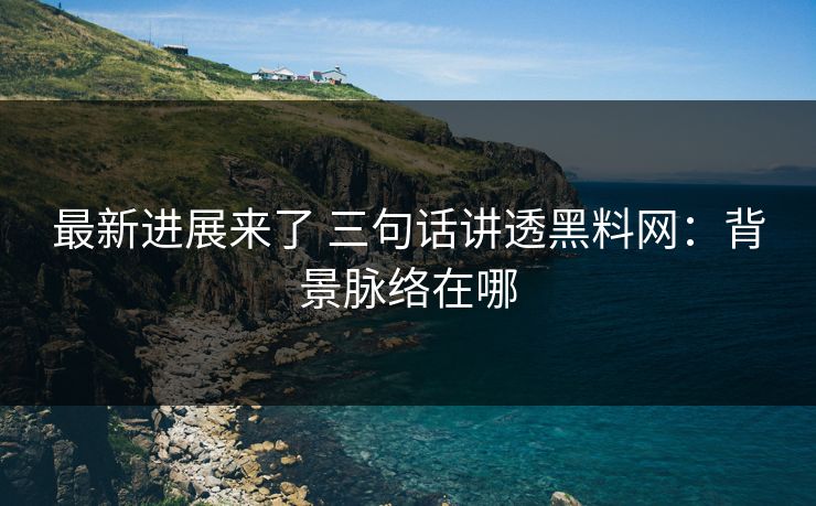 最新进展来了 三句话讲透黑料网：背景脉络在哪