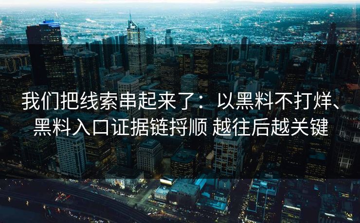 我们把线索串起来了：以黑料不打烊、黑料入口证据链捋顺 越往后越关键