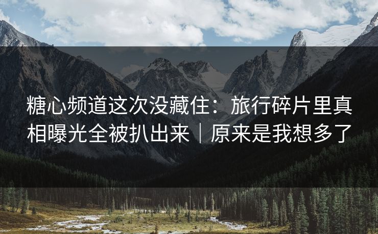 糖心频道这次没藏住：旅行碎片里真相曝光全被扒出来｜原来是我想多了