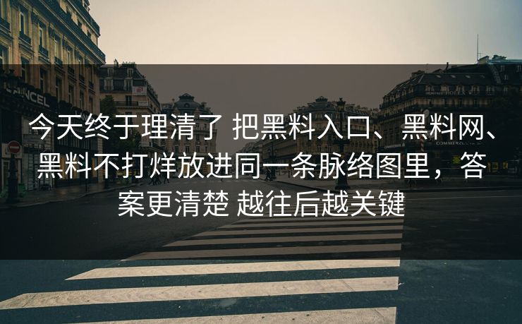 今天终于理清了 把黑料入口、黑料网、黑料不打烊放进同一条脉络图里，答案更清楚 越往后越关键