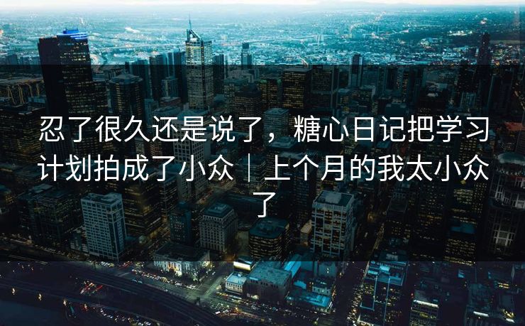 忍了很久还是说了，糖心日记把学习计划拍成了小众｜上个月的我太小众了