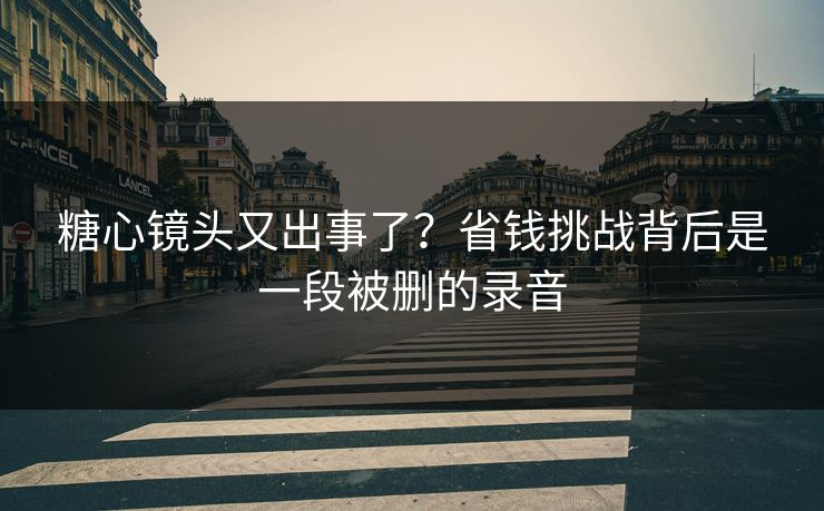 糖心镜头又出事了？省钱挑战背后是一段被删的录音