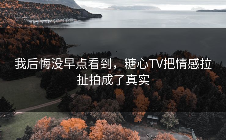 我后悔没早点看到，糖心TV把情感拉扯拍成了真实