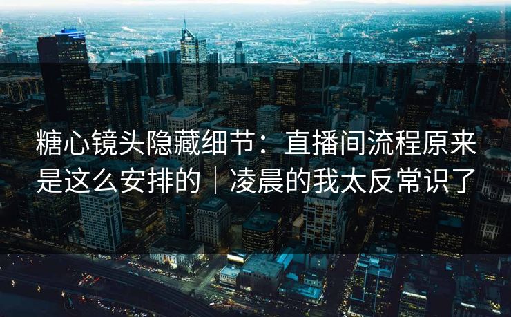 糖心镜头隐藏细节：直播间流程原来是这么安排的｜凌晨的我太反常识了