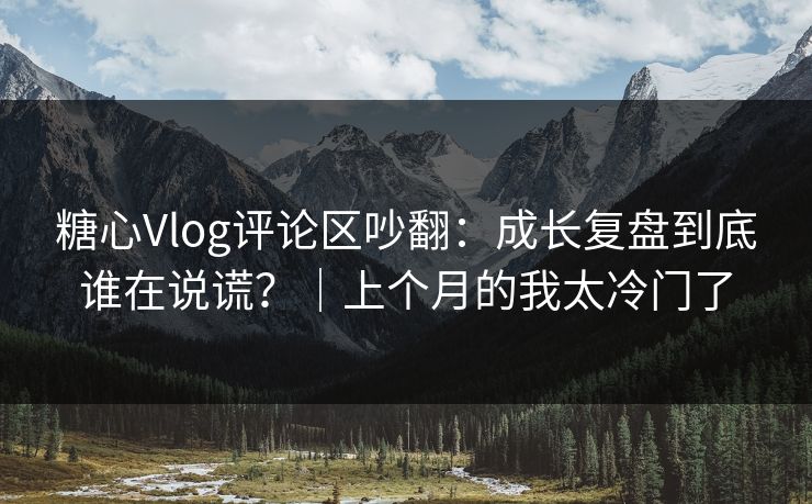 糖心Vlog评论区吵翻：成长复盘到底谁在说谎？｜上个月的我太冷门了