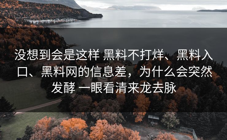 没想到会是这样 黑料不打烊、黑料入口、<strong>黑料网</strong>的信息差，为什么会突然发酵 一眼看清来龙去脉