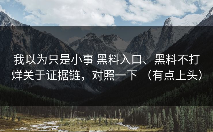 我以为只是小事 黑料入口、黑料不打烊关于证据链，对照一下 （有点上头）