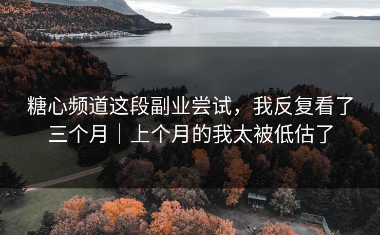糖心频道这段副业尝试，我反复看了三个月｜上个月的我太被低估了