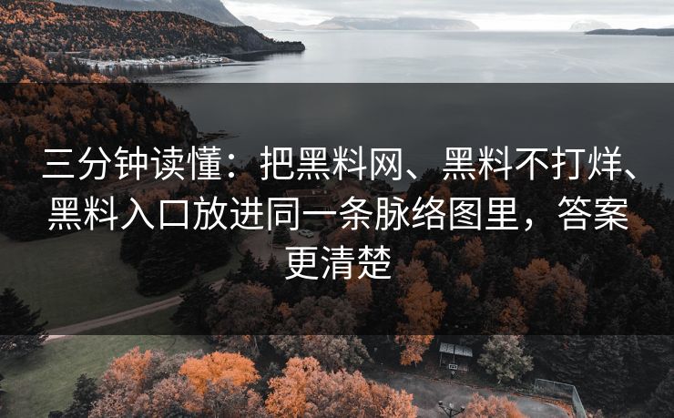 三分钟读懂：把黑料网、黑料不打烊、黑料入口放进同一条脉络图里，答案更清楚