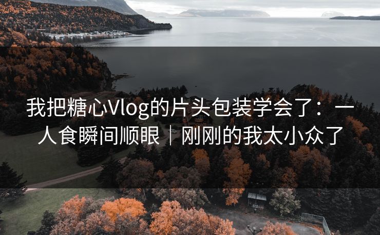 我把糖心Vlog的片头包装学会了：一人食瞬间顺眼｜刚刚的我太小众了